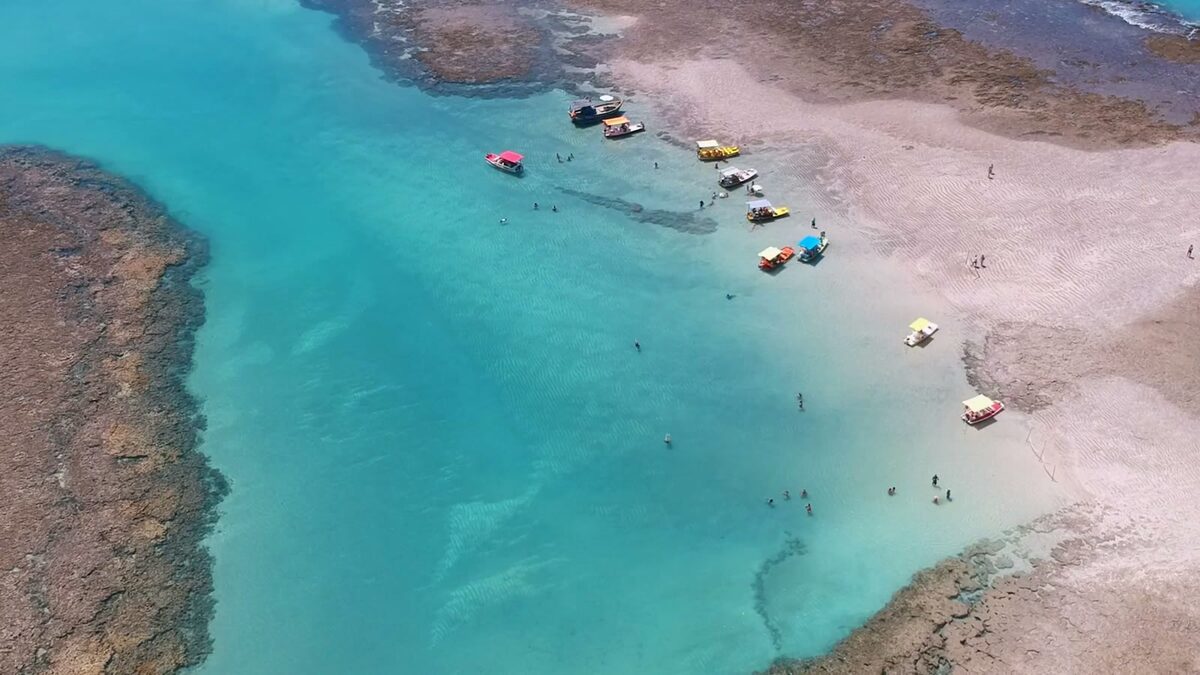 Boats in a turquoise lagoon